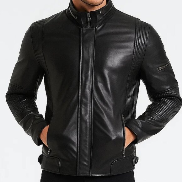 Daft Punk  Leathe Jacket Men Black Biker Jacket Genuine Leather Motorcycle - Picture 2 of 2